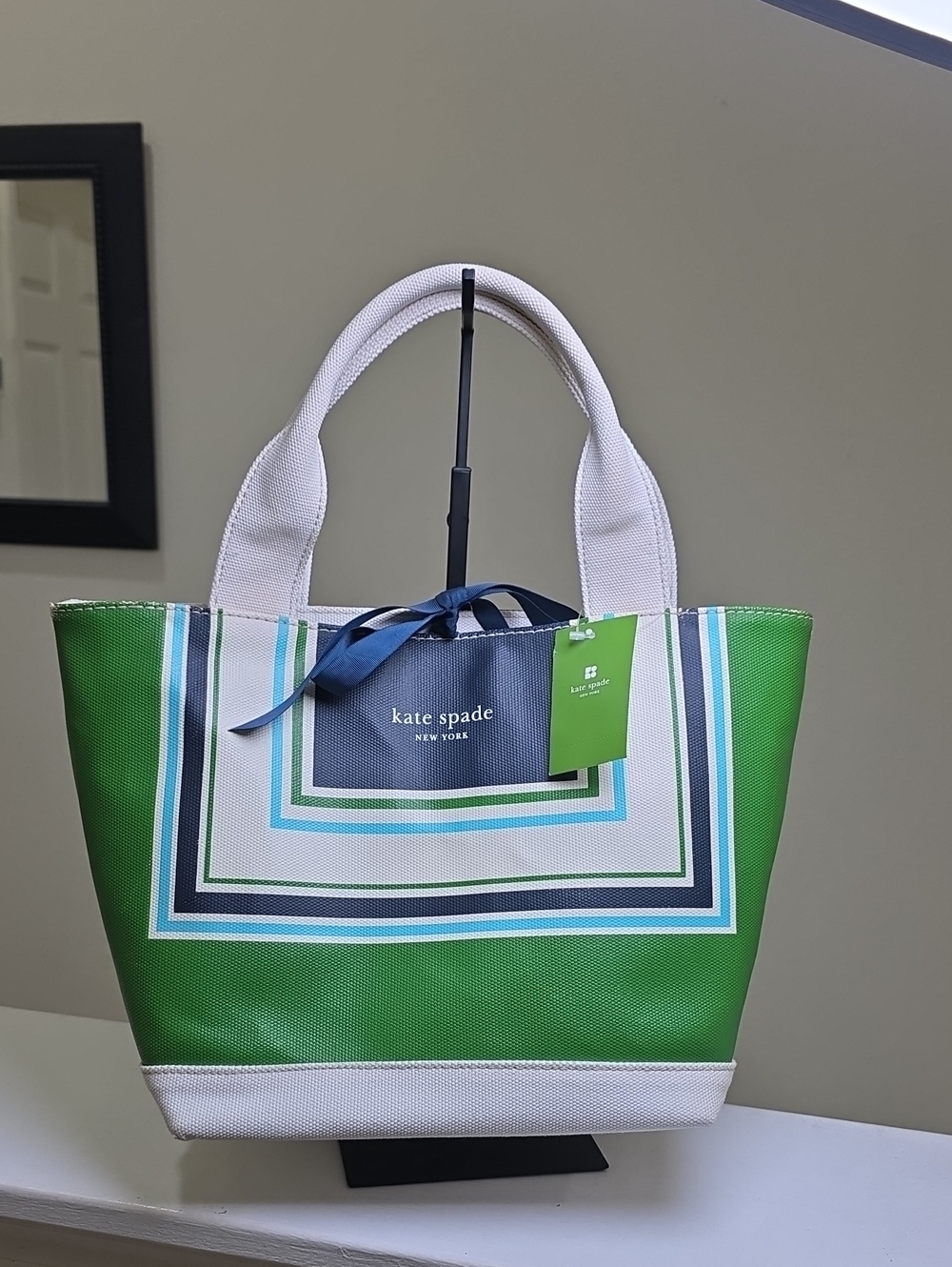 Kate Spade Green Blue Natural Tracy Bucket Bag in Copenhagen New w Defects
